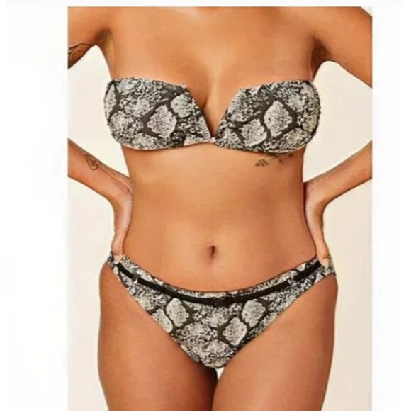 Andie Other - Andie Swim Top Bandeau The Scala Top In Snakeskin Size Small Summer Pool Swim